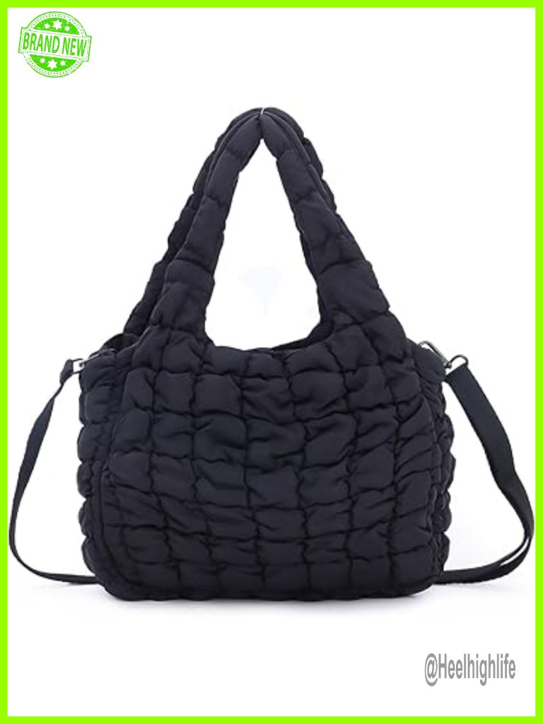 Puffer Quilted Tote Bag With Adjustable Strap Crossbody Shoulder Bag